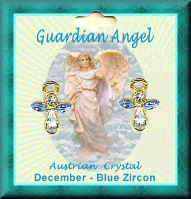 Guardian Angel Birthstone Pierced Earrings