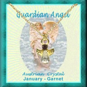 Birthstone Angel Necklace With 2 Crystal Stones
